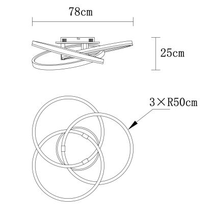 Globo - reguliuojamo ryškumo LED lubų šviestuvas LED/75W/230V 2700–6000K, skersmuo 78 cm + nuotolinis valdymas