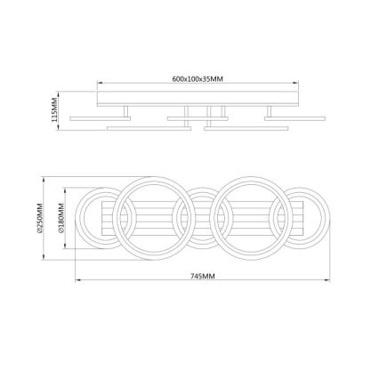 Globo - LED lubinis šviestuvas LED/34W/230V 3000/4200/600K 25x74,5 cm