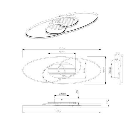 Globo - LED lubinis šviestuvas LED/40W/230V 3000K 85x30 cm