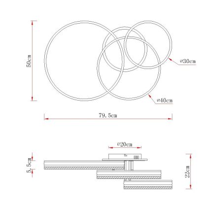 Globo - dimeriuojamas lubinis LED šviestuvas LED/72W/230V 2700-6000K sidabro spalvos + nuotolinis valdymas