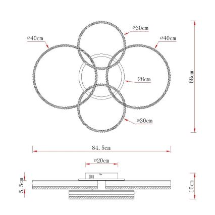 Globo - dimeriuojamas LED lubinis šviestuvas LED/90W/230V 2700-6000K sidabrinis + nuotolinio valdymo pultas
