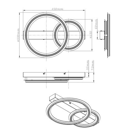 Globo - lubinis LED šviestuvas LED/30W/230V 3000K 33x45 cm