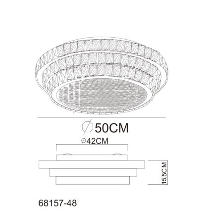 Globo - LED Pritemdomas lubinis šviestuvas LED/48W/230V 2700-6000K diametras 50 cm balta + nuotolinio valdymo pultas