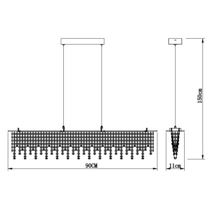 Globo - LED šviesos reguliavimas krištolas Sietynas ant stygos LED/24W/230V 3000-6000K + nuotolinio valdymo pultas