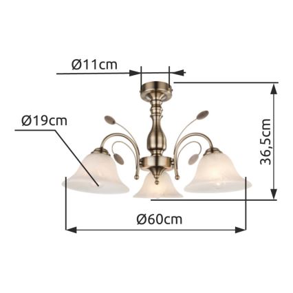 Globo - Lubinis šviestuvas 3xE27/60W/230V