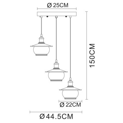 Globo - Pakabinamas šviestuvas 3xE27/60W/230V