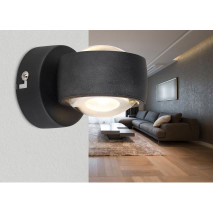 Globo - LED sieninis šviestuvas LED/7W/230V 3000K juoda