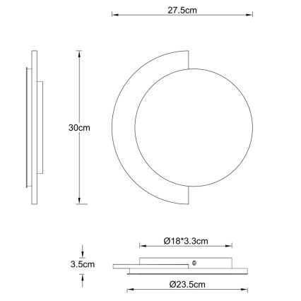 Globo - LED sieninis šviestuvas LED/14W/230V 3000K Ø 30 cm