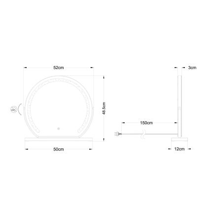 Globo - LED Pritemdomas sieninis veidrodis su apšvietimu LED/10W/230V 2700/4000/6500K 12x48,5 cm
