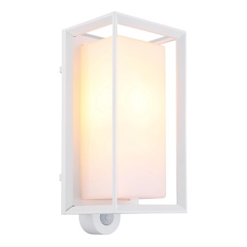 Globo - Lauko sieninis šviestuvas su jutikliu 1xE27/60W/230V IP44 balta