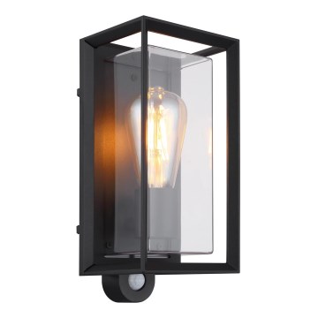 Globo - Lauko sieninis šviestuvas su jutikliu 1xE27/60W/230V IP44 juoda