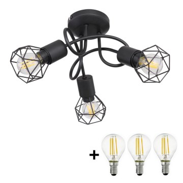 Globo - LED Ant pagrindo montuojamas sietynas 3xE14/6W/230V juoda