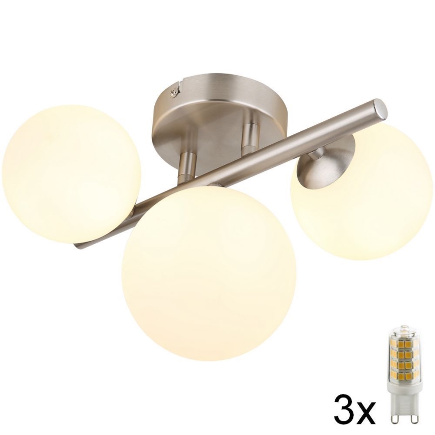 Globo - LED Ant pagrindo montuojamas sietynas RIHA 3xG9/3,5W/230V matinis chromas