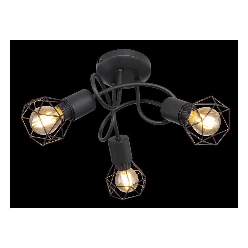 Globo - LED Ant pagrindo montuojamas sietynas 3xE14/6W/230V juoda