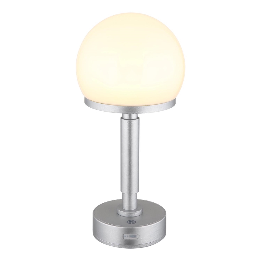 Globo - LED Pritemdoma įkraunama jutiklinė stalinė lempa LED/2,5W/5V 1800mAh 2800K sidabras