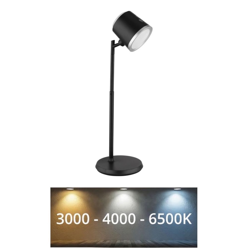 Globo - LED pritemdomas, liečiamas stalinis šviestuvas 4in1 LED/6W/3,7V 3000K/4000K/6500K 1500 mAh USB juoda