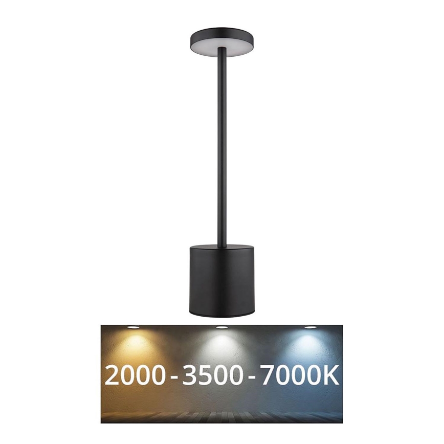 Globo - LED pritemdomas, liečiamas stalinis šviestuvas LED/1,2W/3,7V 2000K/3500K/7000K 1200 mAh USB juoda