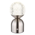 Globo - LED pritemdomas, liečiamas stalinis šviestuvas LED/2,5W/3,7V 2700/4000/6500K 1800 mAh USB matinis chromas