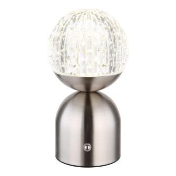 Globo - LED pritemdomas, liečiamas stalinis šviestuvas LED/2,5W/3,7V 2700/4000/6500K 1800 mAh USB matinis chromas