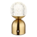 Globo - LED pritemdomas, liečiamas stalinis šviestuvas LED/2,5W/3,7V 2700/4000/6500K 1800 mAh USB žalvaris