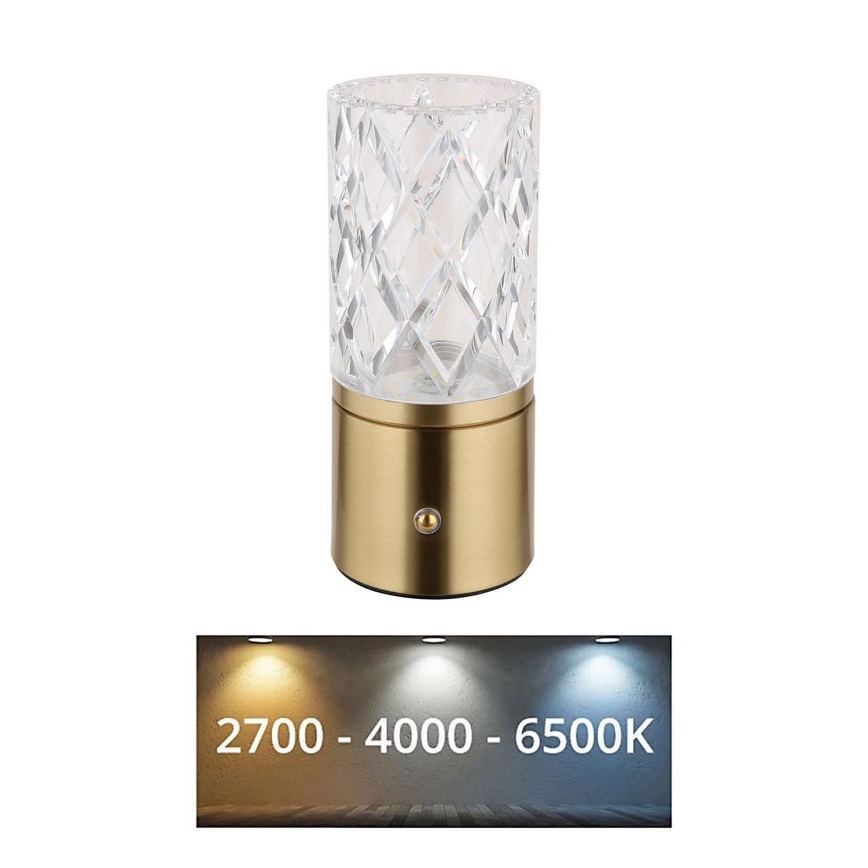 Globo - LED pritemdomas, liečiamas stalinis šviestuvas LED/2,5W/3,7V 2700K/4000K/6500K 1800 mAh USB auksas
