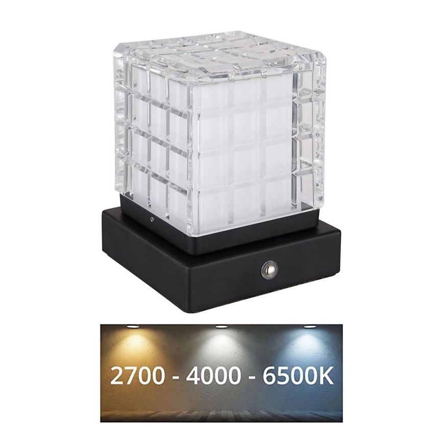 Globo - LED pritemdomas, liečiamas stalinis šviestuvas LED/2,5W/3,7V 2700K/4000K/6500K 1800 mAh USB juoda
