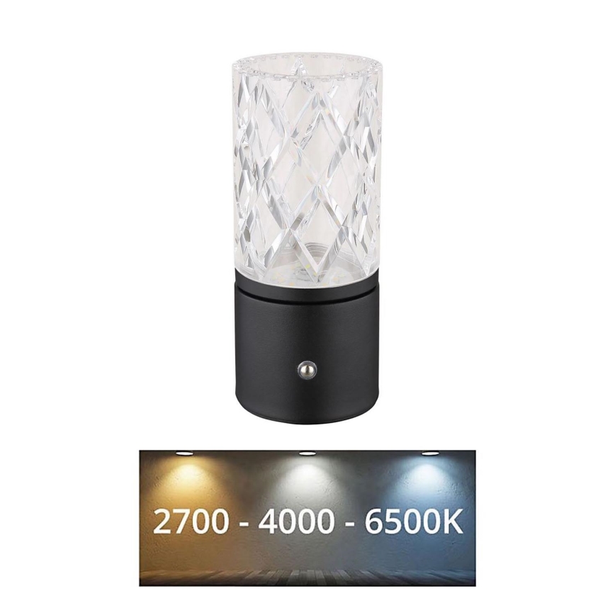 Globo - LED pritemdomas, liečiamas stalinis šviestuvas LED/2,5W/3,7V 2700K/4000K/6500K 1800 mAh USB juoda