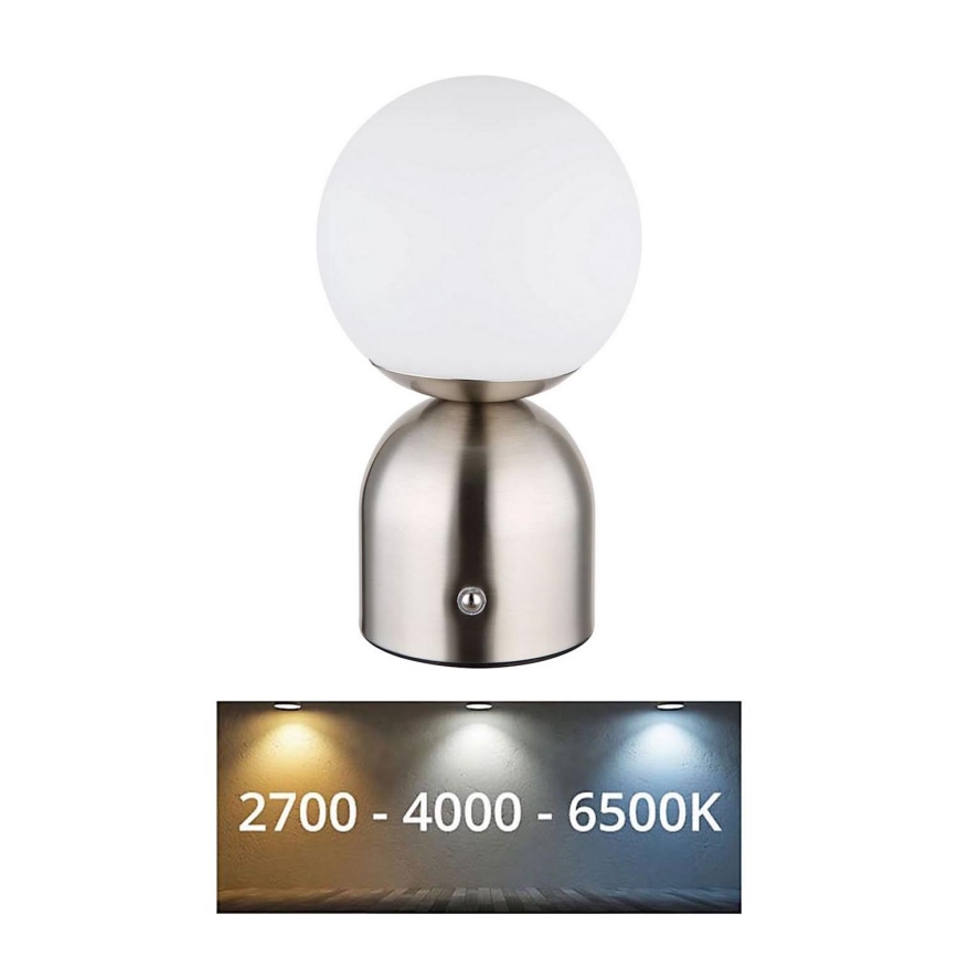 Globo - LED pritemdomas, liečiamas stalinis šviestuvas LED/2,5W/3,7V 2700K/4000K/6500K 1800 mAh USB matinis chromas