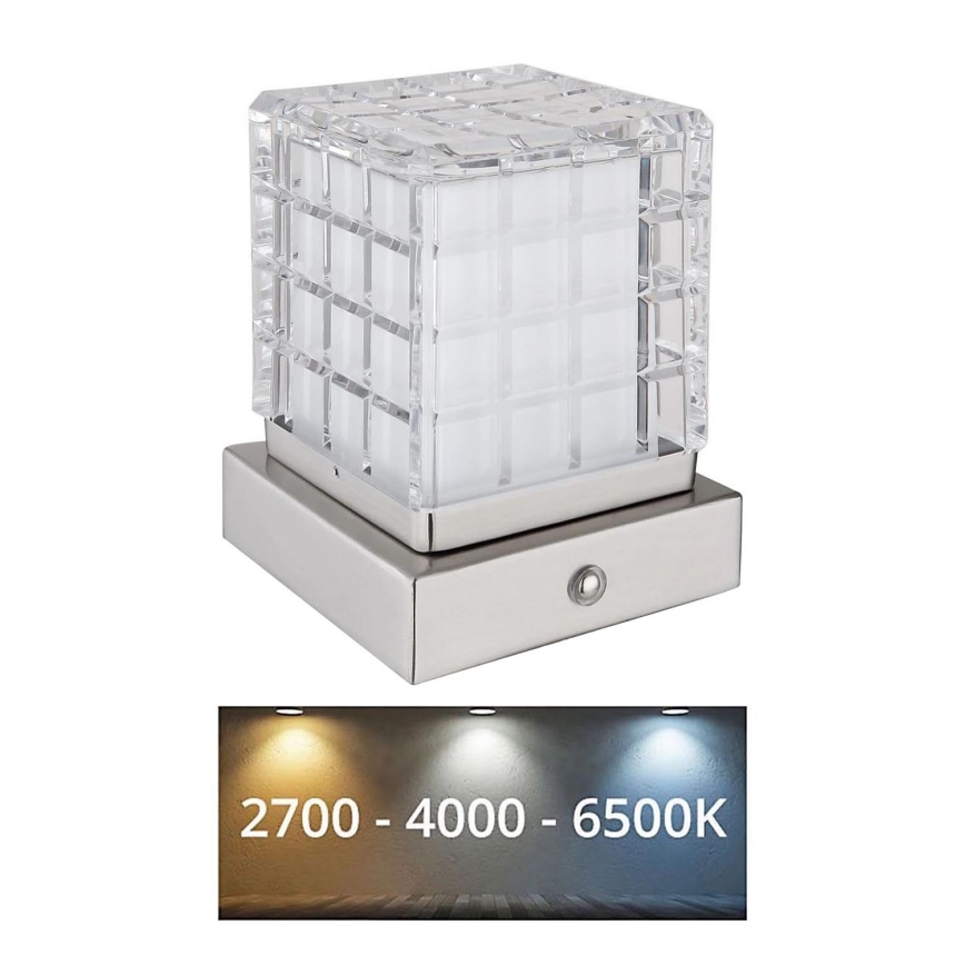Globo - LED pritemdomas, liečiamas stalinis šviestuvas LED/2,5W/3,7V 2700K/4000K/6500K 1800 mAh USB matinis chromas