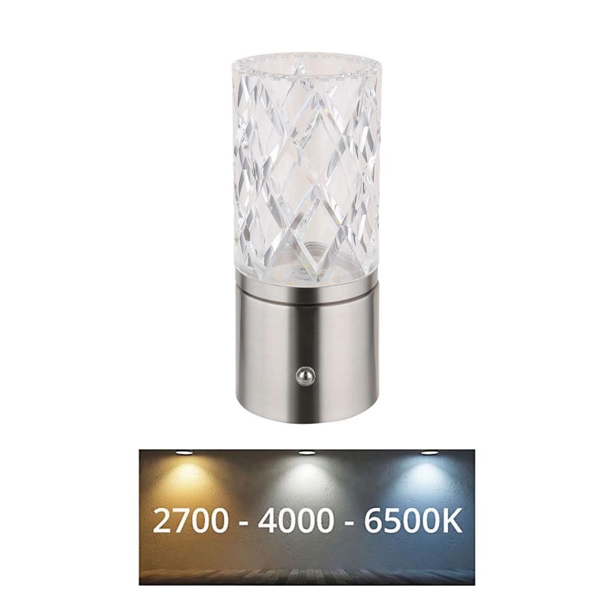 Globo - LED pritemdomas, liečiamas stalinis šviestuvas LED/2,5W/3,7V 2700K/4000K/6500K 1800 mAh USB matinis chromas