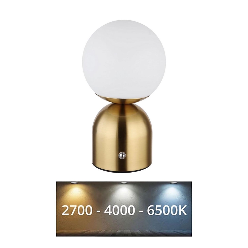 Globo - LED pritemdomas, liečiamas stalinis šviestuvas LED/2,5W/3,7V 2700K/4000K/6500K 1800 mAh USB žalvaris