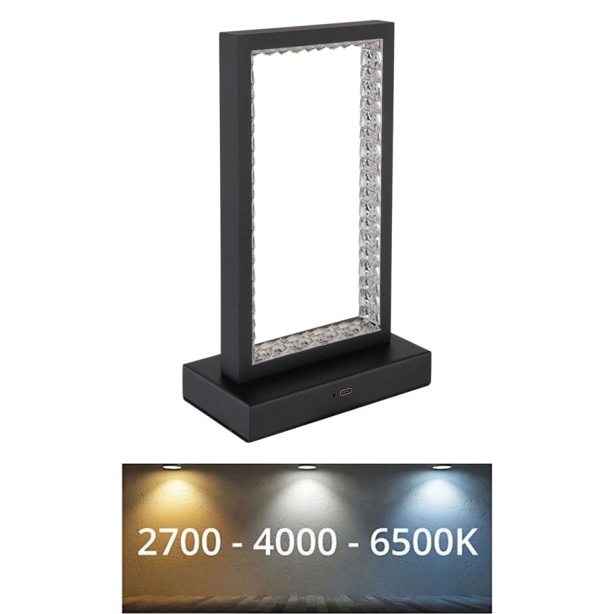 Globo - LED pritemdomas, liečiamas stalinis šviestuvas LED/3W/3,7V 2700K/4000K/6500K 1800 mAh USB juoda