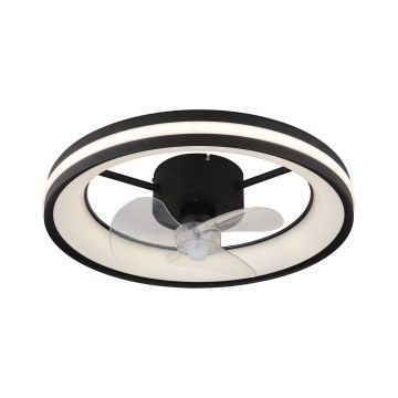 Globo - LED Pritemdomas lubinis šviestuvas su ventiliatoriumi LED/30W/230V 2700-6500K juodas + nuotolinio valdymo pultas