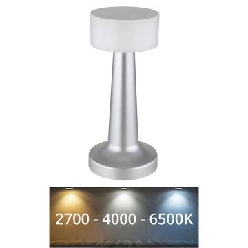 Globo - LED reguliuojama jutiklinė stalinė lempa LED/1W/3,7V 2700K/4000K/6500K 800 mAh USB matinio chromo spalvos