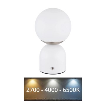 Globo - LED reguliuojama jutiklinė stalinė lempa LED/2,5W/3,7V 2700/4000/6500K 1800 mAh USB balta