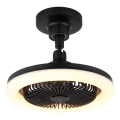 Globo - LED reguliuojamo ryškumo lubinis ventiliatorius LED/20W/230V 3000-6500K juodas + nuotolinis valdymas