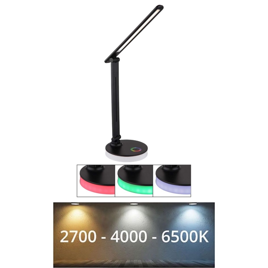 Globo - LED RGBW pritemdoma jutiklinė stalinė lempa LED/5W/230V + LED/2W 2700K/4000K/6500K juoda