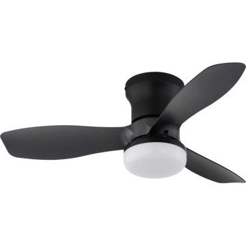 Globo - Lubinis ventiliatorius su reguliuojamu apšvietimu LED/15W/230V 2700-6500K juodas + nuotolinis pultas