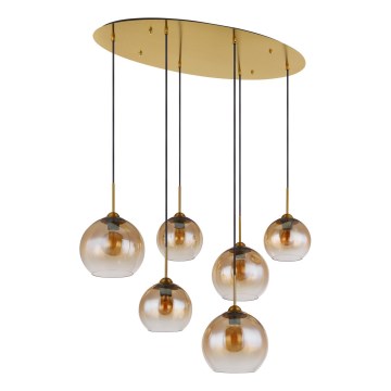 Globo - Pakabinama liustra ant laido 6xE27/60W/230V, žalvaris