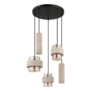 Globo - Pakabinama liustra ant troselio 3xE27/40W/230V + 2xGU10/10W travertinas