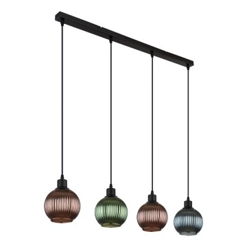 Globo - Pakabinamas sietynas 4xE27/25W/230V varis/žalia/mėlyna