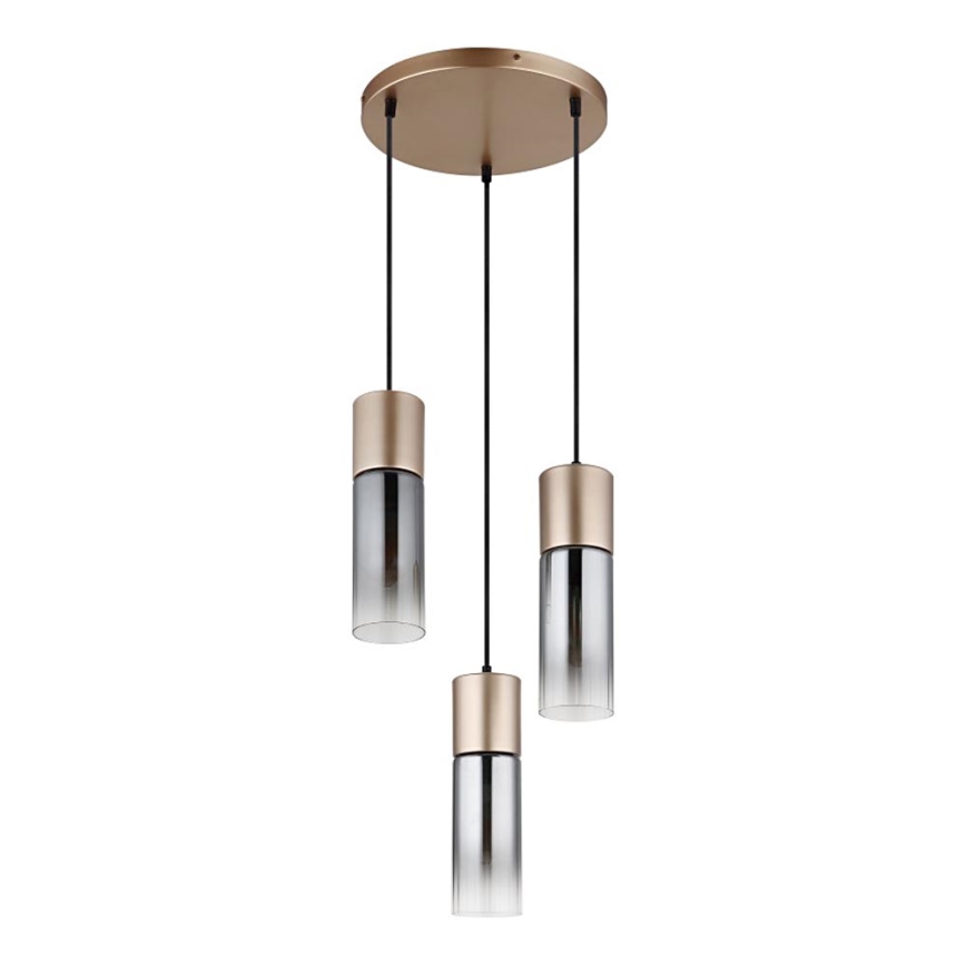 Globo - Pakabinamas šviestuvas ant laido 3xE27/25W/230V bronzinis Ø 30 cm