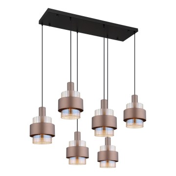Globo - pakabinamas šviestuvas ant laido 6xE27/60W/230V rudas