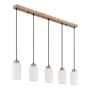 Globo - Pakabinamas šviestuvas su laidu 5xE27/60W/230V ąžuolas/balta