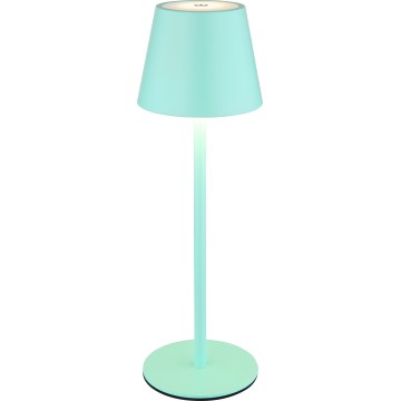 Globo - Reguliuojamo ryškumo jutiklinė įkraunama lauko stalinė lempa 3 viename LED/3W/5V 3000/4000/5000K IP54 1800 mAh mėtinė žalia