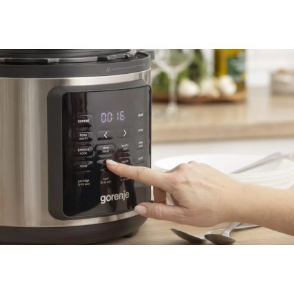 GORENJE GMC6SBK - Multifunkcinis elektrinis puodas 6 l, 8 funkcijų viename, 1000W/230V, iš nerūdijančio plieno