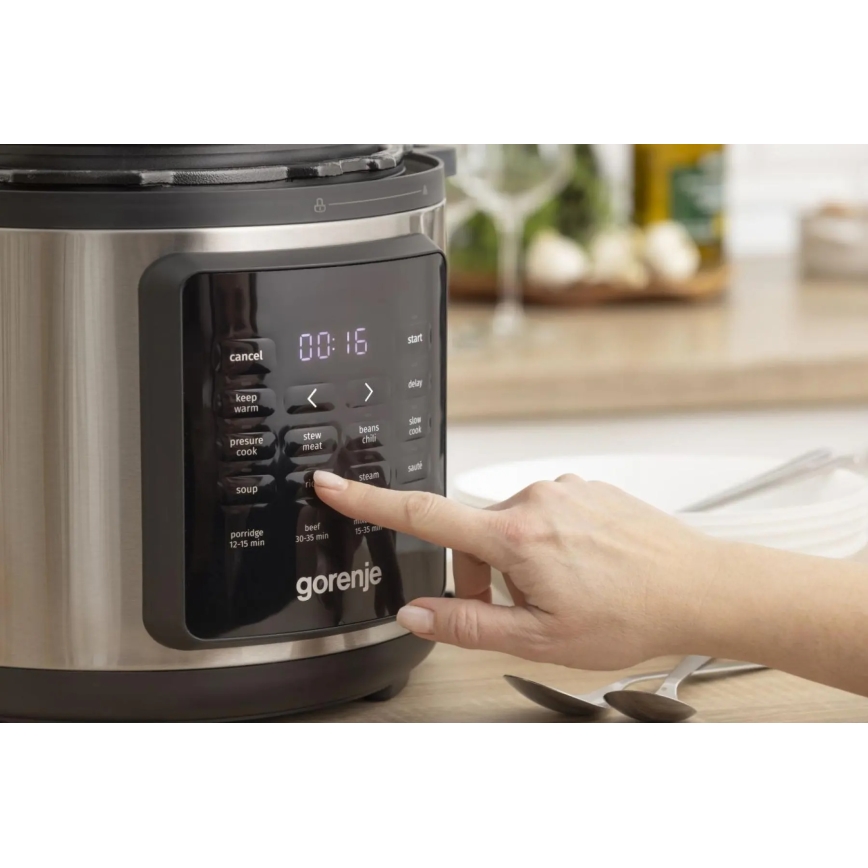 GORENJE GMC6SBK - Multifunkcinis elektrinis puodas 6 l, 8 funkcijų viename, 1000W/230V, iš nerūdijančio plieno