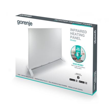GORENJE IR540W - Išmanioji 540W elektrinė infraraudonųjų spindulių šildymo panelė su laikmačiu ir Wi-Fi, juoda