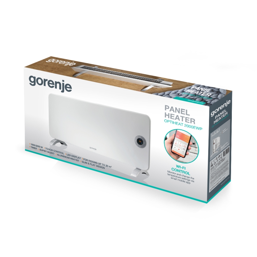 GORENJE OPTIHEAT 2000EWP - Išmanusis elektrinis šildytuvas/konvektorius 2000W IP44 Wi-Fi baltas