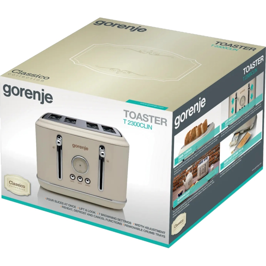 GORENJE T2300CLIN - Skrudintuvas su keturiomis angomis 1150W/230V smėlio spalvos